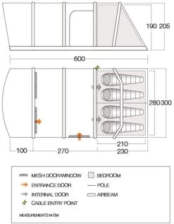 Vango Aether Air 450XL Opblaasbare Tent - 4 Persoons -Buitenwinkel 1900 1514 aether air 450xl floorplan 01