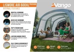 Vango Lismore Air 600XL Opblaasbare Tunneltent - 5 Persoons - Groen -Buitenwinkel 1900 1783 lismore air 600xl package 4