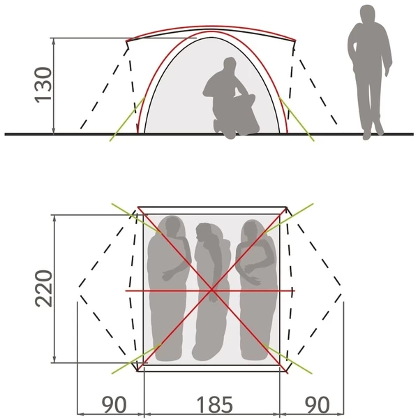 Vaude Campo Grande Koepeltent - 3-4 Persoons - Groen 4 Vaude Campo Grande Koepeltent - 3-4 Persoons - Groen - Afbeelding 4