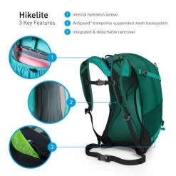 Osprey Hikelite Wandelrugzak - 32 Liter - Zwart -Buitenwinkel osprey hikelite 26 features